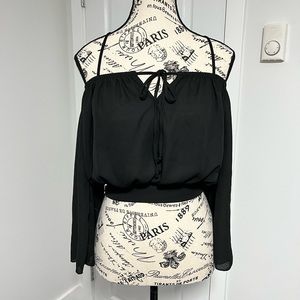 Revamped black blouse/top - S